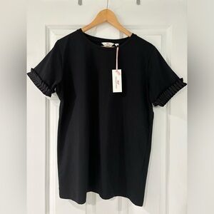 NWT Women’s black vineyard vines pleated grosgrain ribbon trim shirt